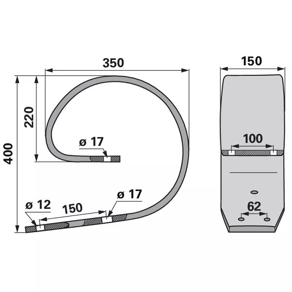 Oberfeder - Rahmen 100 x 100 mm – Striegel Federn Ersatzteil