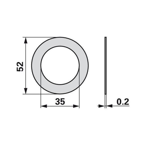 Passscheibe AD 52 x ID 35 x S 0,2 mm anstelle von Pöttinger 166056 – Kreiselheuer Ersatzteil