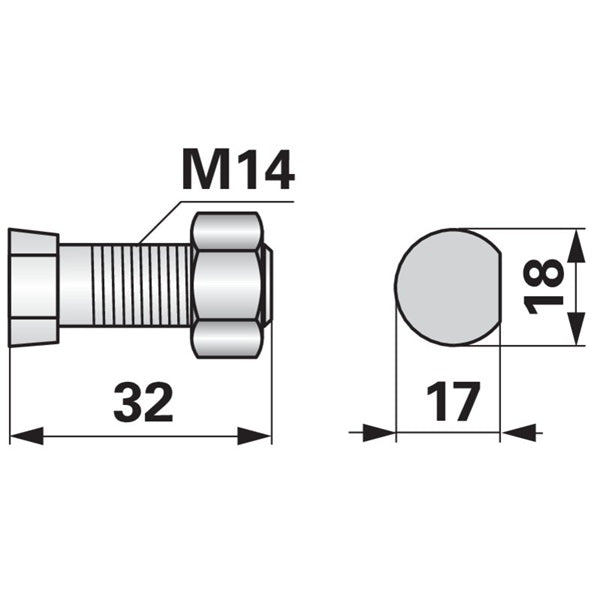 Pflugschraube Form Kverneland halb Ovalkopf M14x32 mm – Pflug Ersatzteil