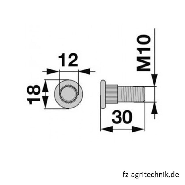 Rändelschraube M10 x 30 mm - 132435 zu Fella Scheibenmäher