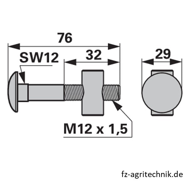 Rasspe Klemmschraube RS945 - M12 x 1,5 x 70 mm – Schrauben Ersatzteil
