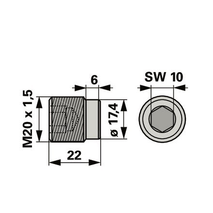 Einstellschraube M20 x 22 mm anstelle von Reform 110.415.306 – Schrauben Ersatzteil