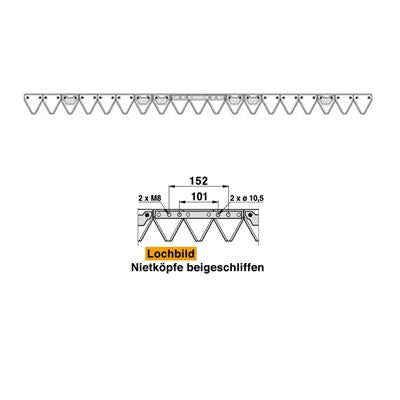 Mähmesser L 145 cm, 19 Klingen, gezahnt, DIN 80, anstelle von Reform 110.422.207 – Messer für Balkenmäher Ersatzteil