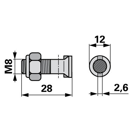 Reform Messerkopfschraube M8 x 28, 10 Stück – Balkenmäher Ersatzteil