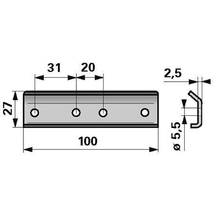 Führungsleiste L 100 mm ESM 3320200 - Variante 1 – Halter für Balkenmäher Ersatzteil