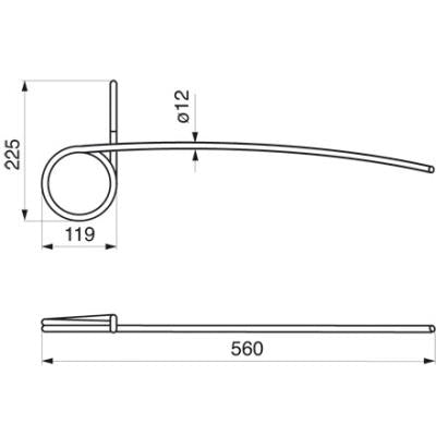 Saatstriegelzinke - Länge: 560 mm - Stärke: 12 mm – Saattechnik Ersatzteil