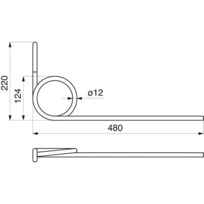 Saatstriegelzinke - Länge: 480 mm - Stärke: 12 mm – Striegel Ersatzteil