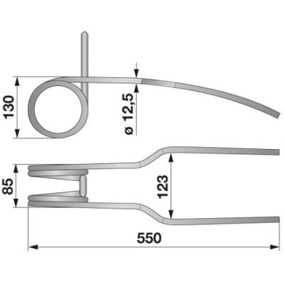 Saatstriegelzinke - Länge: 550 mm - Stärke: 12,5 mm – Striegel Ersatzteil