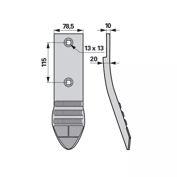 Scharspitze - Hartmetall - Arbeitsbreite 78,5 mm – Grubber Spitzen Ersatzteil
