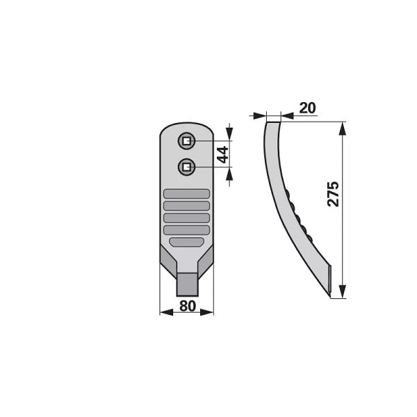 Scharspitze - Hartmetall - Arbeitsbreite 80 mm – Schare Ersatzteil