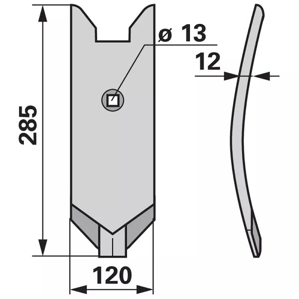 Scharspitze - beschichtet - Arbeitsbreite 120 mm - Variante 1 – Grubber Schare Ersatzteil