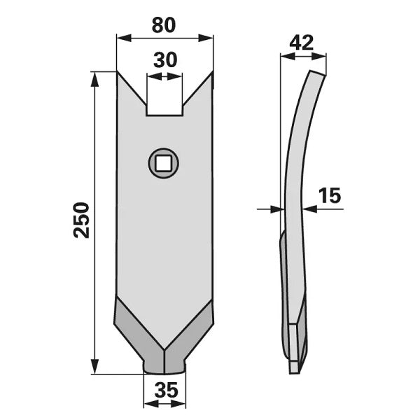 Scharspitze - beschichtet - Arbeitsbreite 80 mm – Grubber Spitzen Ersatzteil