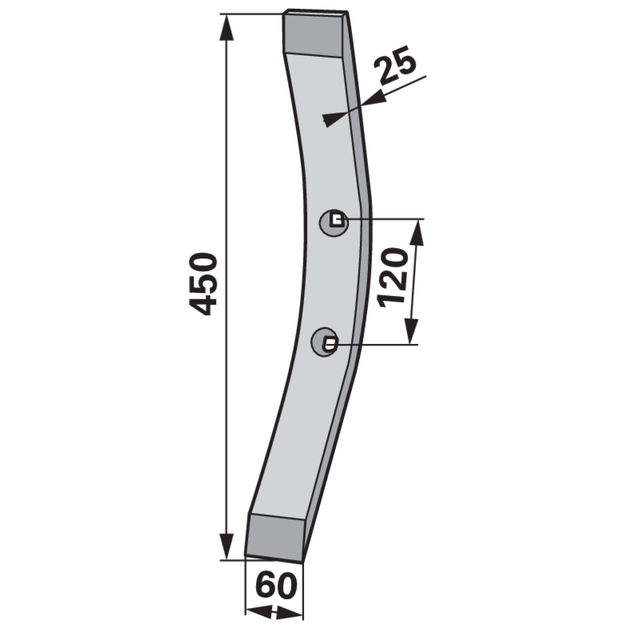 Grubberschar - Arbeitsbreite 60 mm – Grubber Schare Ersatzteil