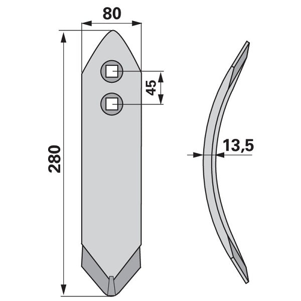 Scharspitze - Arbeitsbreite 80 mm – Grubber Spitzen Ersatzteil