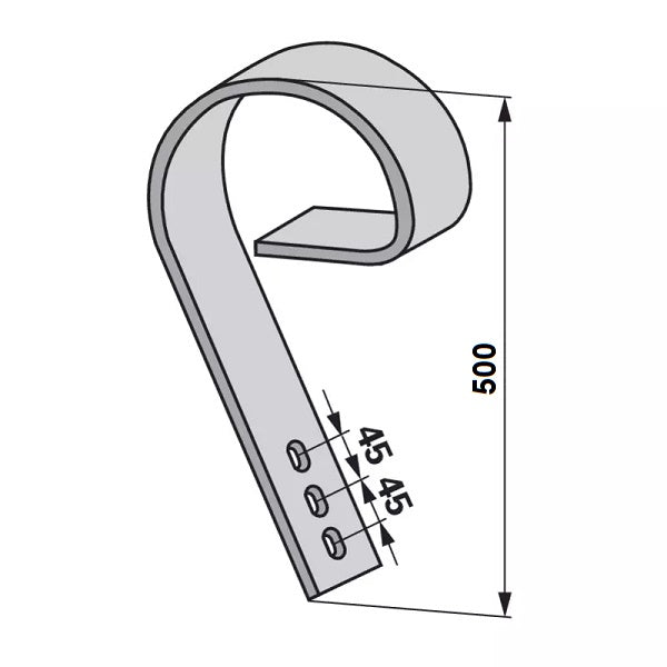 Schleppzinke - 80x10 mm - Länge 500 mm – Striegel Zinken Ersatzteil