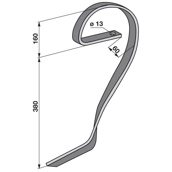 Schleppzinke - links - 32x12 mm – Grubber Zinken Ersatzteil