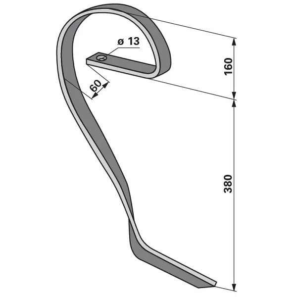 Schleppzinke - rechts - 32x12 mm – Grubber Zinken Ersatzteil