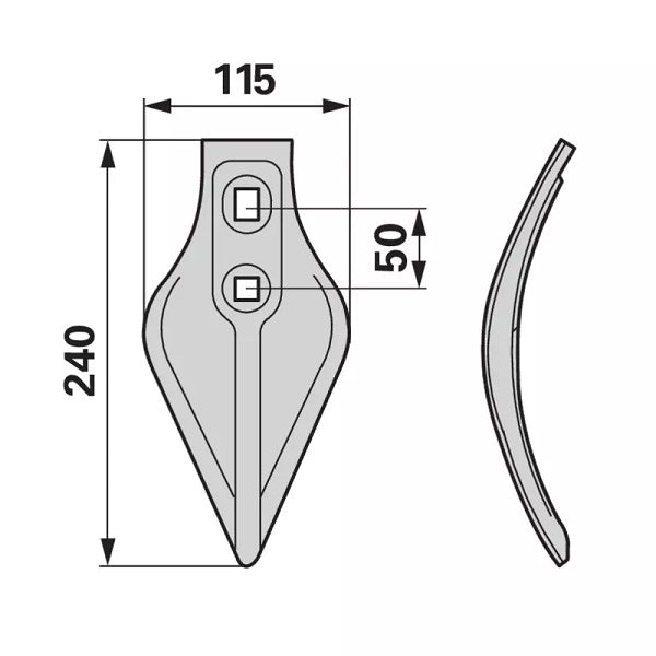 Schmalschar - Arbeitsbreite 115 mm – Grubber Schare Ersatzteil