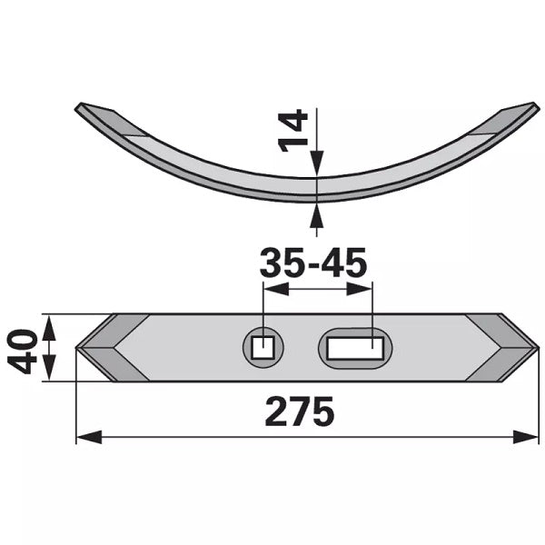 Schmalschar - Arbeitsbreite 40mm - Lochabstand 35 - 45 – Schare Ersatzteil