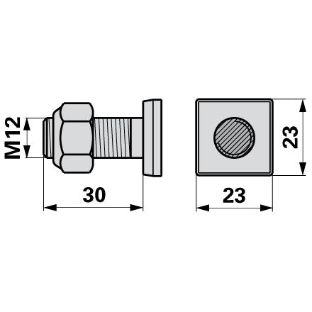 Spezialschraube M12 x 30 mm, zur Sohlenbefestigung Aebi 104.4796 – Schrauben Ersatzteil