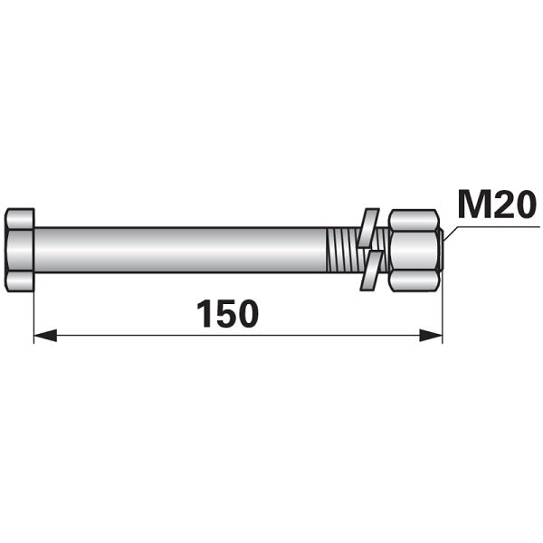 Schraube mit Mutter M 20 x 2,5 x150 mm zu Willibald – Schrauben Ersatzteil