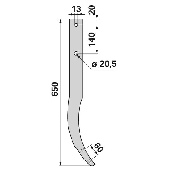 Schwergrubberstiel - 60x25 mm - Länge 650 mm – Grubber Stiele Ersatzteil