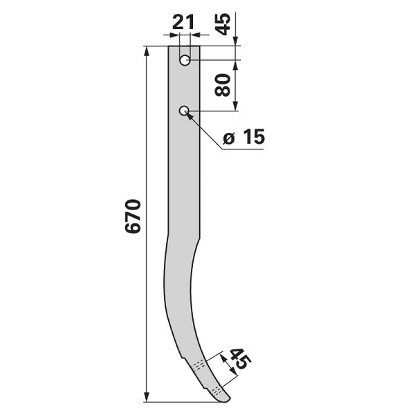 Schwergrubberstiel - 60x25 mm - Länge 670 mm – Grubber Stiele Ersatzteil
