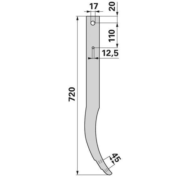 Schwergrubberstiel - 60x25 mm - Länge 720 mm – Grubber Ersatzteil