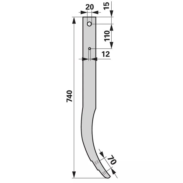 Schwergrubberstiel - 60x25 mm - Länge 740 mm