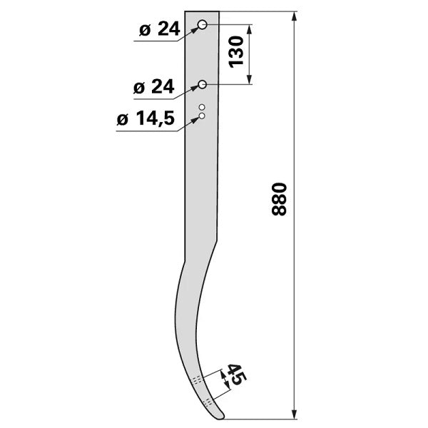 Schwergrubberstiel - 70x22 mm - Länge 880 mm – Grubber Stiele Ersatzteil