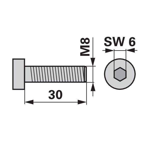 Spannschraube M8 x 30 mm DIN6912 – Schrauben Ersatzteil