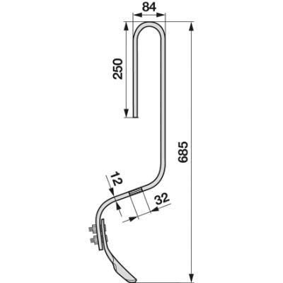 Spurlockererzinke komplett 32x12x685 zu Stegsted - Taarup – Tiefenlockerer Ersatzteil