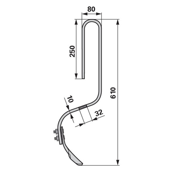 Spurlockererzinke 32 x 10 x 610 mm anstelle von Nordsten 24612 – Grubber Zinken Ersatzteil