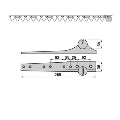 Mähmesser 150 cm Steyr 1180720073 mit 18 Klingenspitzen – Messer für Balkenmäher Ersatzteil