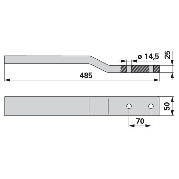 Stiel rechts oder links 485 x 50 x 25 mm – Landtechnik Ersatzteil