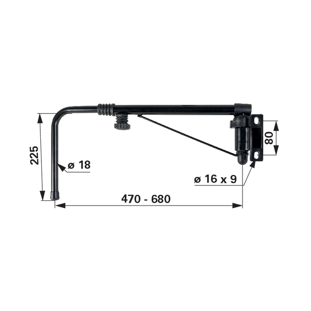 Teleskop-Spiegelhalter links 470-680 mm zu Deutz