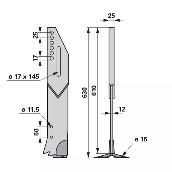 Tiefenlockererstiel - Länge 630 mm - zu Great Plains - 606028H – Tiefenlockerer Stiele Ersatzteil