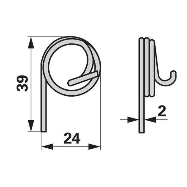 Torsionsfeder AD 24 mm anstelle von Vicon-PZ PZ231 – Kreiselschwader Ersatzteil