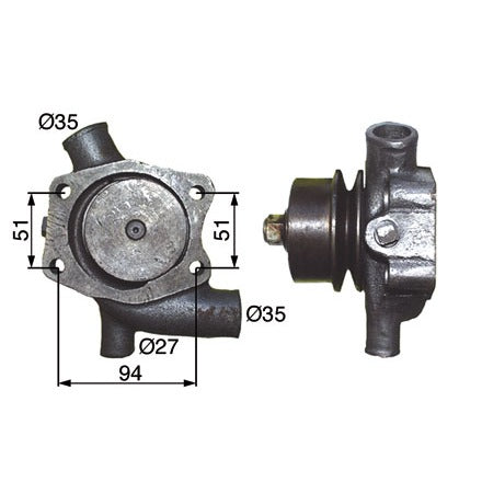 Wasserpumpe U5MW0061 mit Riemenscheibe zu Manitou – Wasserpumpen Ersatzteil