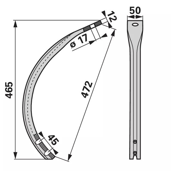 Unterfeder - 50 x 12 mm - Rahmen 80 x 80 mm – Striegel Federn Ersatzteil