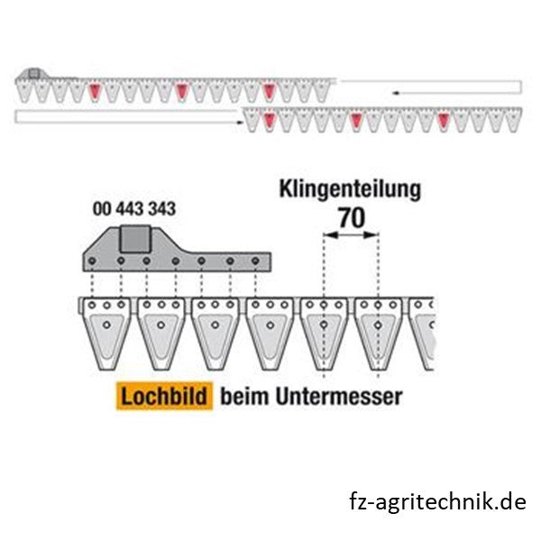 Untermesser 235 cm Esm 265.7978 mit 34 Klingenspitzen – Landtechnik Ersatzteil