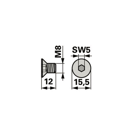 Vogel&Noot Senkschraube M8 x12 mm 630605E – Schrauben Ersatzteil