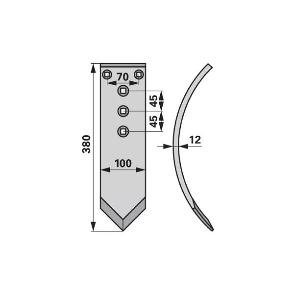 Vorschar - Arbeitsbreite 100 mm - Variante 3 – Grubber Schare Ersatzteil
