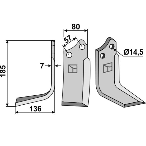 Winkelmesser links zu Agromec 12012802 – Fräse Ersatzteil