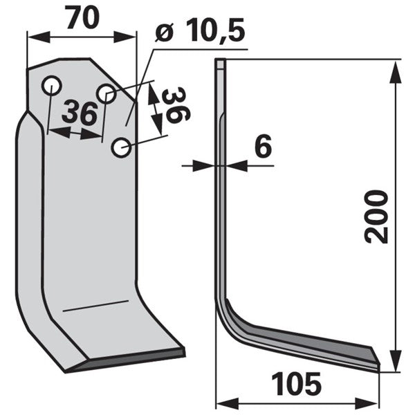 Winkelmesser rechts zu Agria 6039 – Fräsmesser Ersatzteil