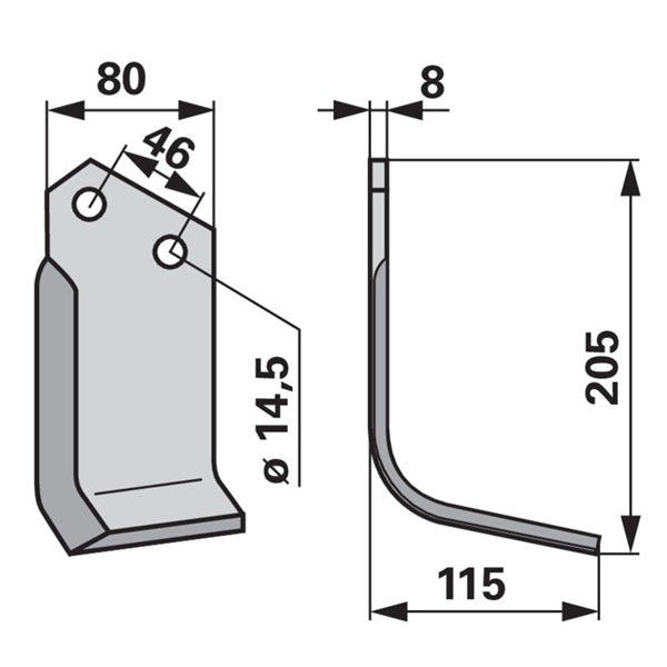 Winkelmesser rechts zu Landsberg 80 x 8 – Messer für Mulcher Ersatzteil