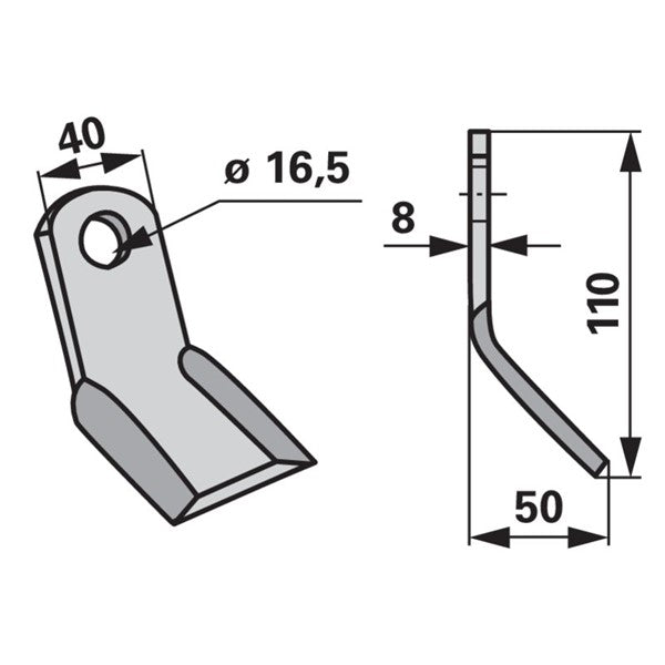 Y-Messer zu Sicma Miglianico Mulcher - Variante 1 – Messer für Mulcher Ersatzteil