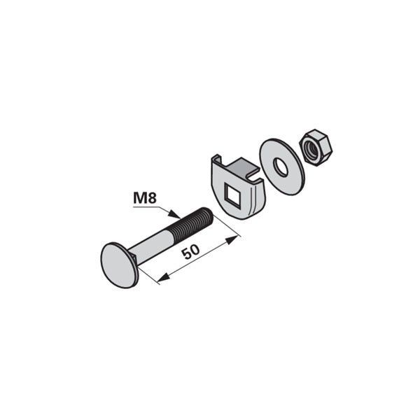 Zinkenhalter 100.05.707.0 - 030.05.11.0 - M8 x 50 mm - zu Landsberg – Halter für Kreiselheuer Ersatzteil