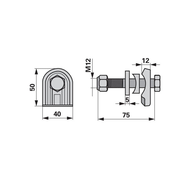 Zinkenhalter 16600659 - M12 x 75mm - zu Deutz – Deutz Ersatzteile Ersatzteil