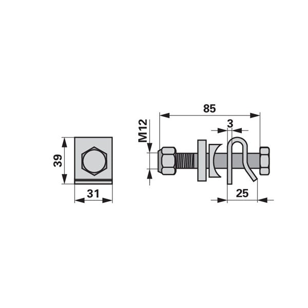 Zinkenhalter 265061.0 - 153021.1 - M12 x 85 mm - zu Krone – Halter für Kreiselheuer Ersatzteil